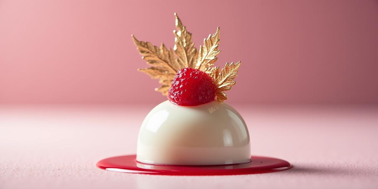 Artistic wedding dessert with gold leaf